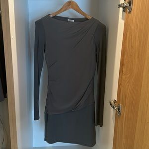 Grey, long sleeve, wool, silk dress, purchased in Italy.